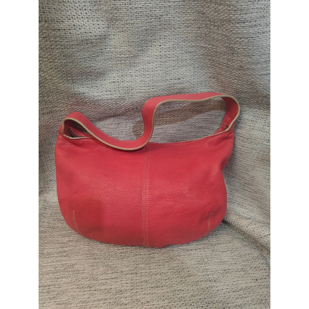 Tig and Co Pink Pebbled Leather Hobo Shoulder Bag Contrast Stitching